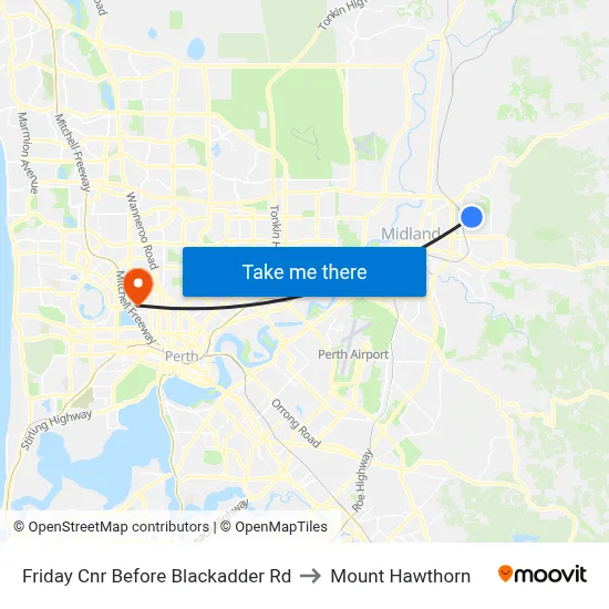 Friday Cnr Before Blackadder Rd to Mount Hawthorn map