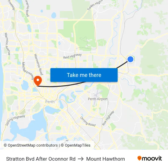 Stratton Bvd After Oconnor Rd to Mount Hawthorn map