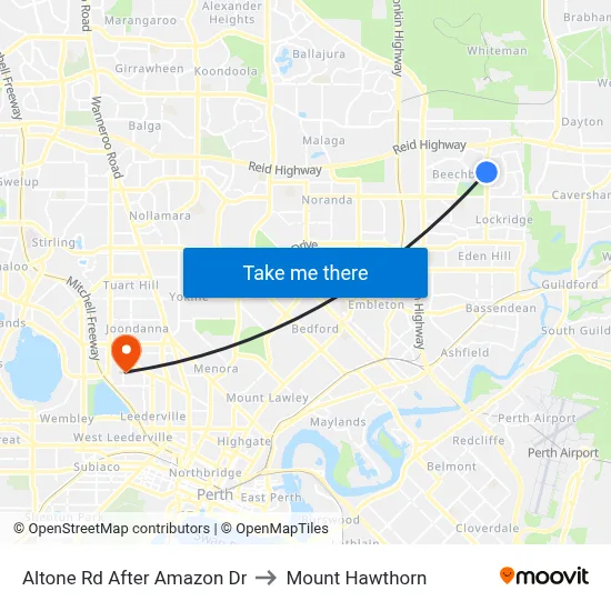 Altone Rd After Amazon Dr to Mount Hawthorn map