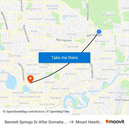 Bennett Springs Dr After Domatia Bvd to Mount Hawthorn map