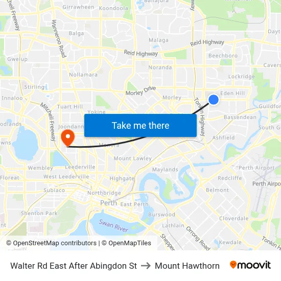 Walter Rd East After Abingdon St to Mount Hawthorn map
