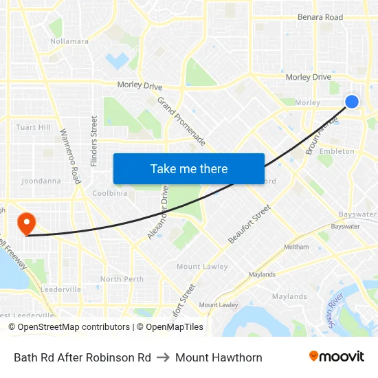 Bath Rd After Robinson Rd to Mount Hawthorn map