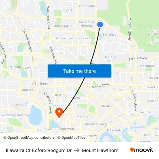 Illawarra Cr Before Redgum Dr to Mount Hawthorn map