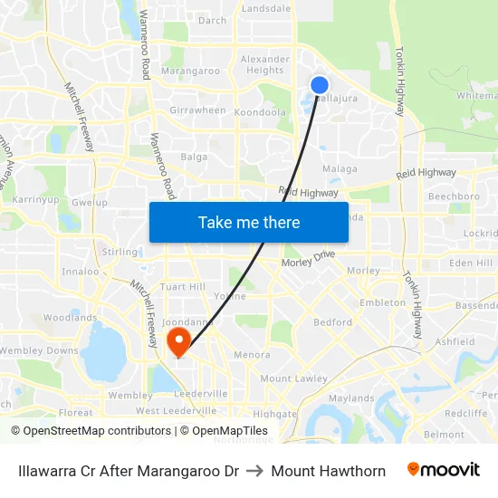 Illawarra Cr After Marangaroo Dr to Mount Hawthorn map