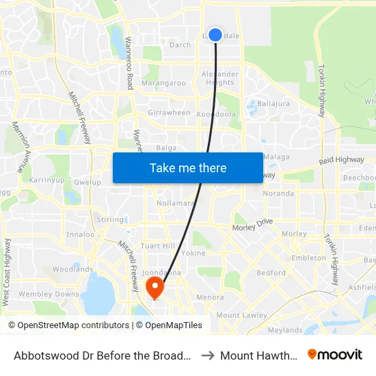 Abbotswood Dr Before the Broadview to Mount Hawthorn map