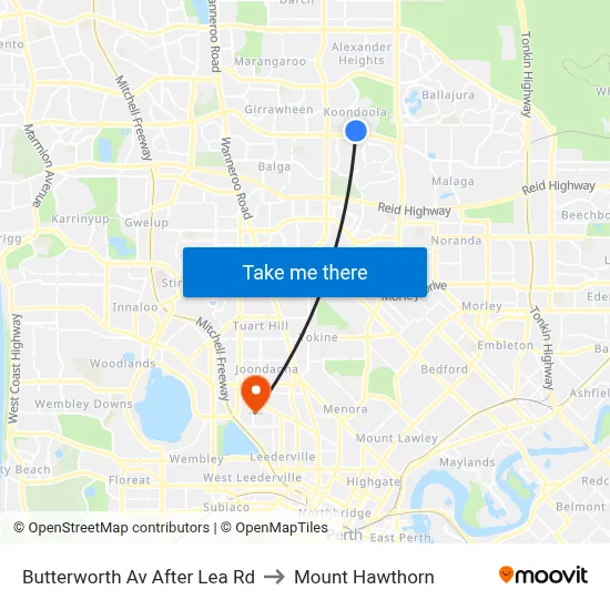 Butterworth Av After Lea Rd to Mount Hawthorn map