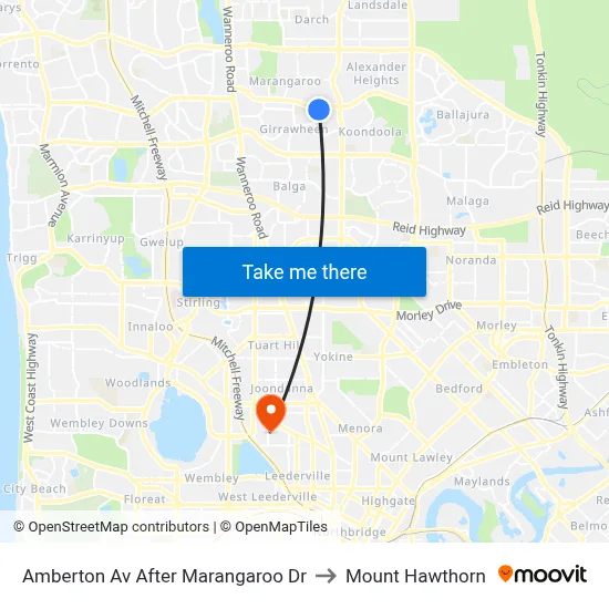 Amberton Av After Marangaroo Dr to Mount Hawthorn map
