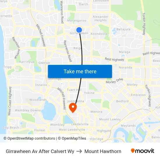 Girrawheen Av After Calvert Wy to Mount Hawthorn map