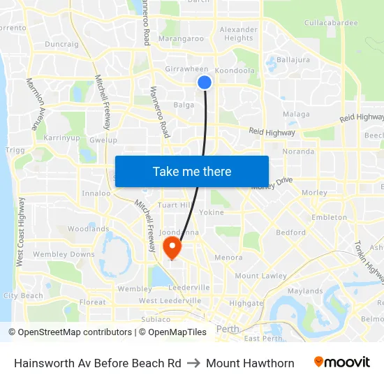 Hainsworth Av Before Beach Rd to Mount Hawthorn map