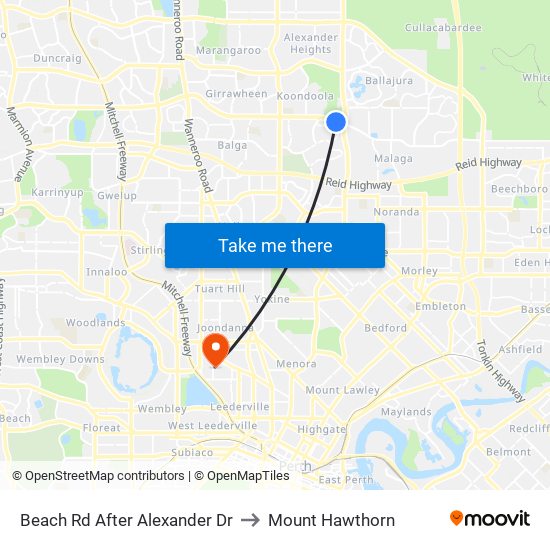 Beach Rd After Alexander Dr to Mount Hawthorn map