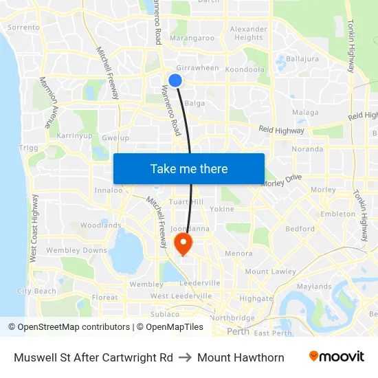 Muswell St After Cartwright Rd to Mount Hawthorn map