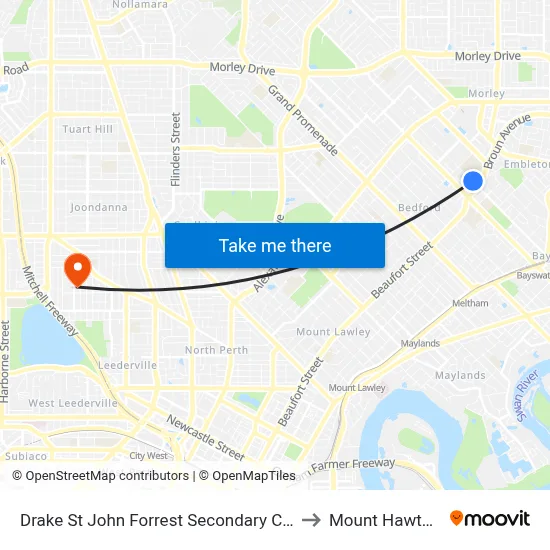 Drake St John Forrest Secondary College to Mount Hawthorn map