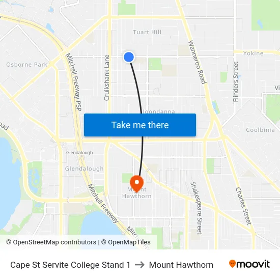 Cape St Servite College Stand 1 to Mount Hawthorn map