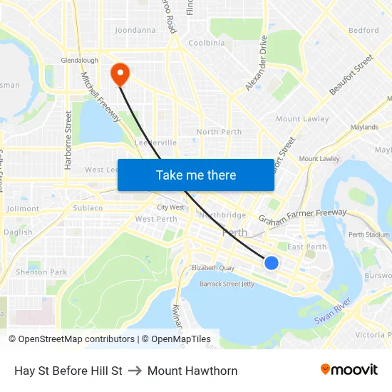 Hay St Before Hill St to Mount Hawthorn map