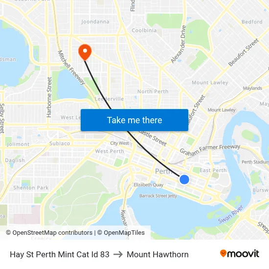 Hay St Perth Mint Cat Id 83 to Mount Hawthorn map
