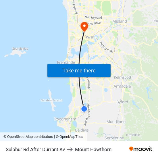 Sulphur Rd After Durrant Av to Mount Hawthorn map