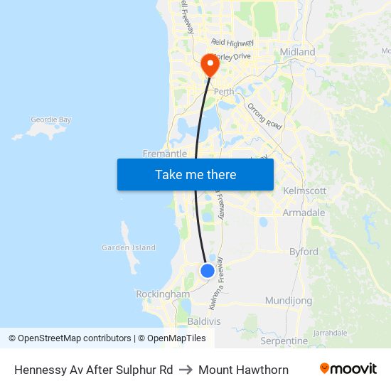 Hennessy Av After Sulphur Rd to Mount Hawthorn map