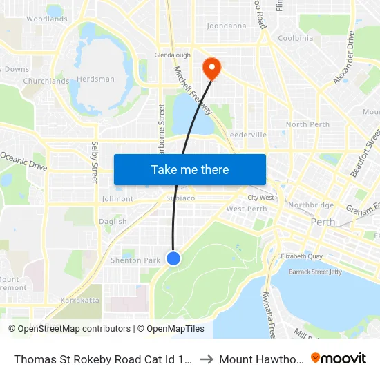 Thomas St Rokeby Road Cat Id 136 to Mount Hawthorn map