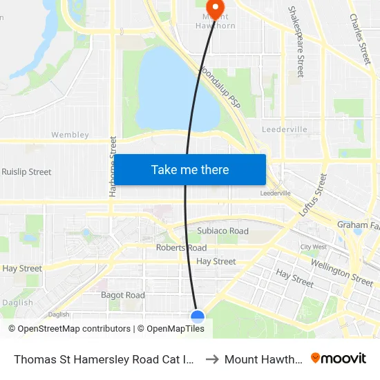 Thomas St Hamersley Road Cat Id 139 to Mount Hawthorn map