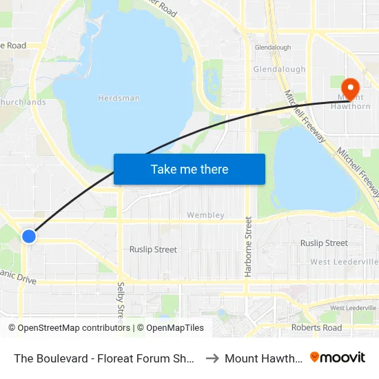 The Boulevard  - Floreat Forum Shop Ctr to Mount Hawthorn map