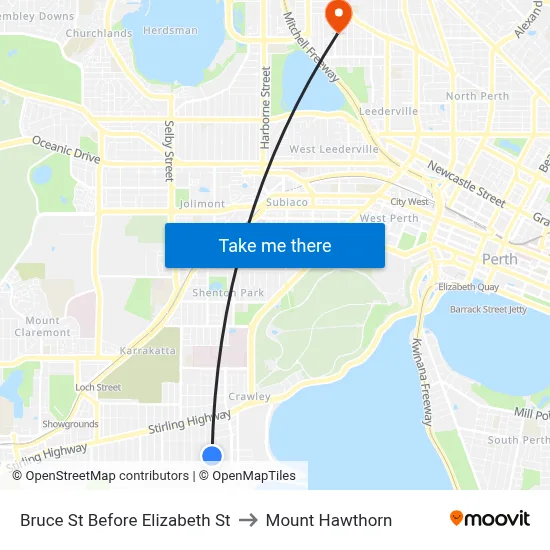 Bruce St Before Elizabeth St to Mount Hawthorn map