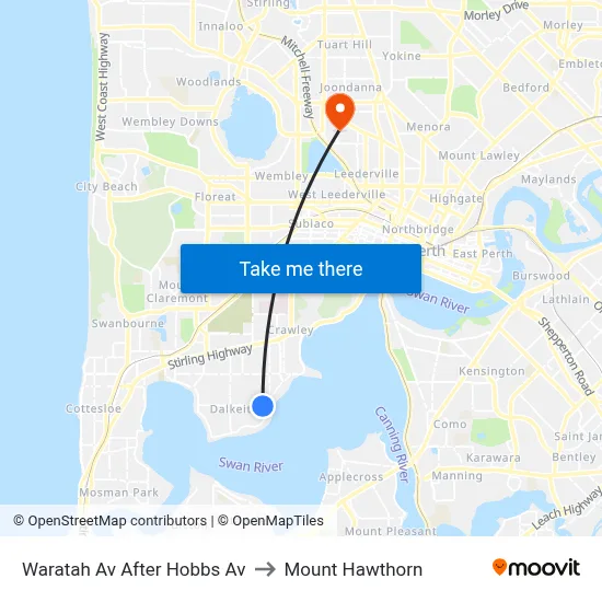 Waratah Av After Hobbs Av to Mount Hawthorn map
