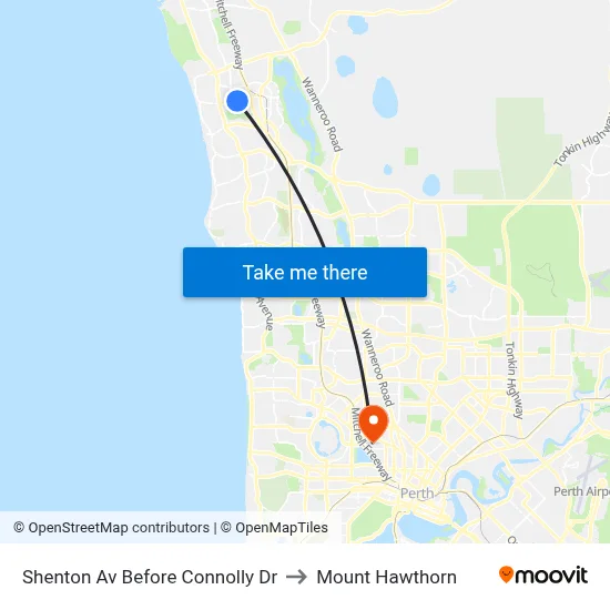 Shenton Av Before Connolly Dr to Mount Hawthorn map