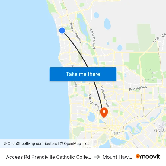 Access Rd Prendiville Catholic College Stand 3 to Mount Hawthorn map