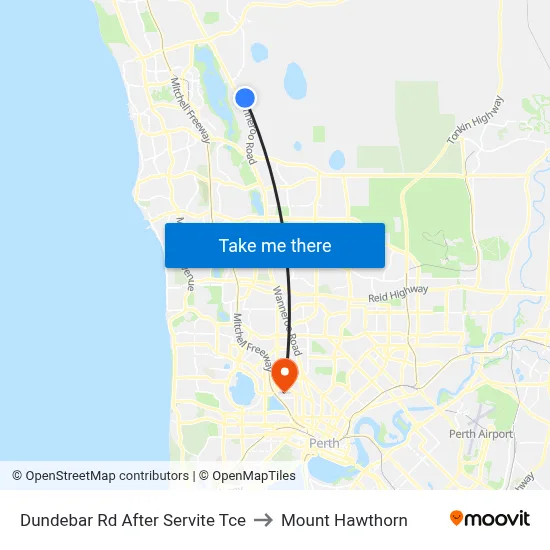 Dundebar Rd After Servite Tce to Mount Hawthorn map