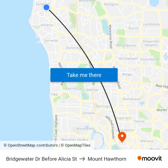 Bridgewater Dr Before Alicia St to Mount Hawthorn map