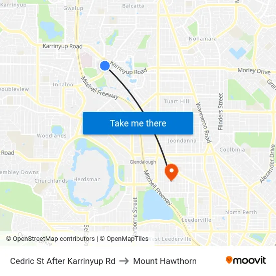 Cedric St After Karrinyup Rd to Mount Hawthorn map