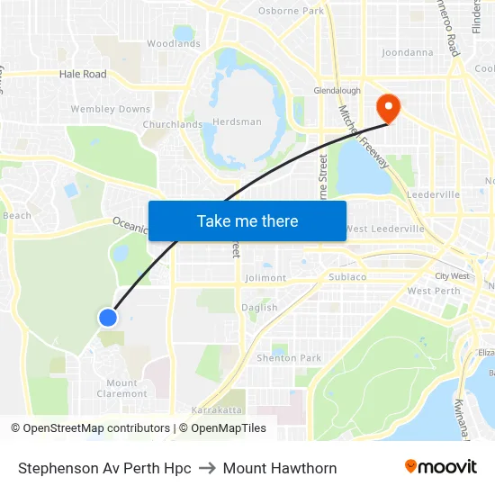 Stephenson Av Perth Hpc to Mount Hawthorn map