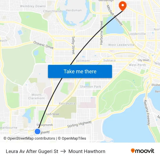 Leura Av After Gugeri St to Mount Hawthorn map