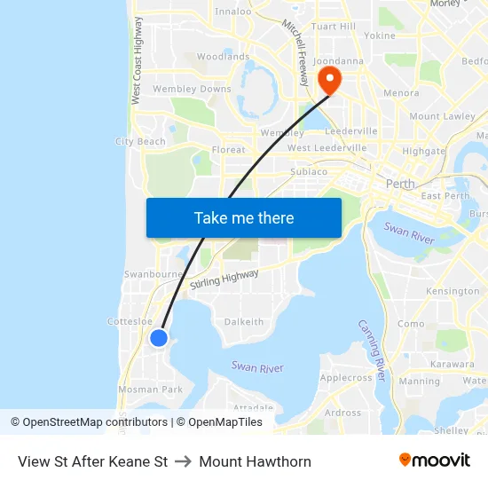 View St After Keane St to Mount Hawthorn map