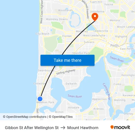Gibbon St After Wellington St to Mount Hawthorn map