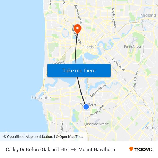 Calley Dr Before Oakland Hts to Mount Hawthorn map