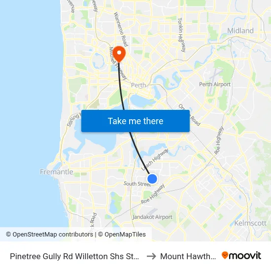 Pinetree Gully Rd Willetton Shs Stand 1 to Mount Hawthorn map