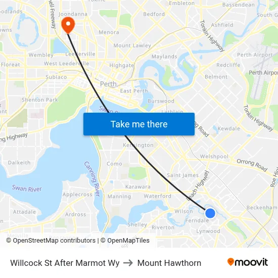 Willcock St After Marmot Wy to Mount Hawthorn map