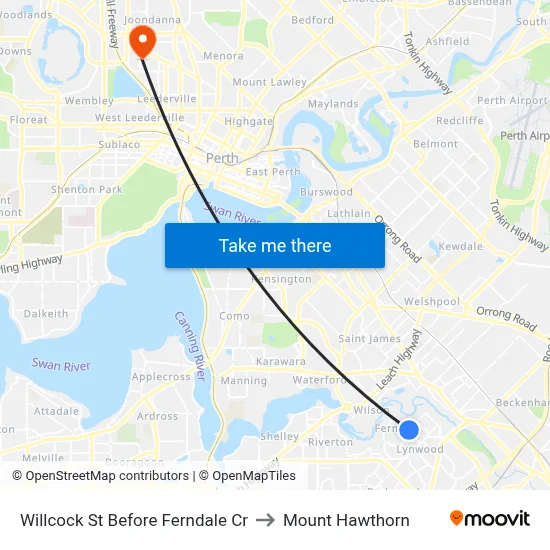 Willcock St Before Ferndale Cr to Mount Hawthorn map