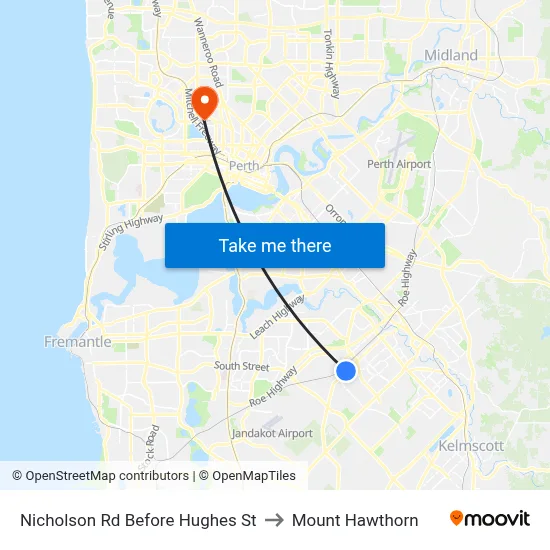 Nicholson Rd Before Hughes St to Mount Hawthorn map