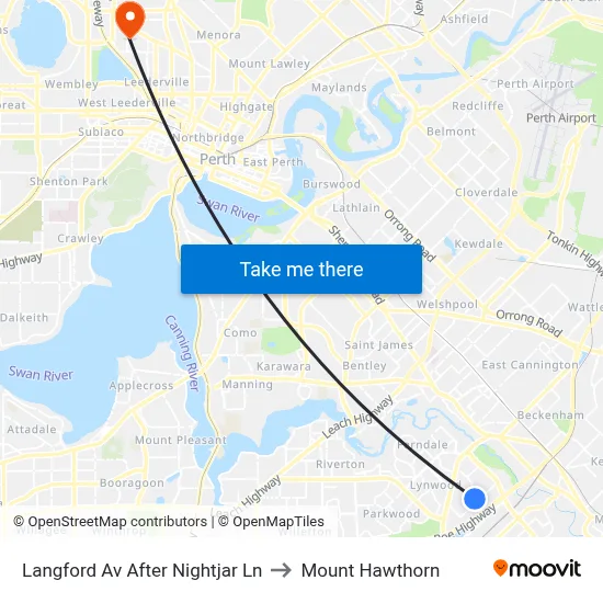 Langford Av After Nightjar Ln to Mount Hawthorn map