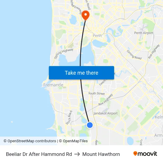 Beeliar Dr After Hammond Rd to Mount Hawthorn map