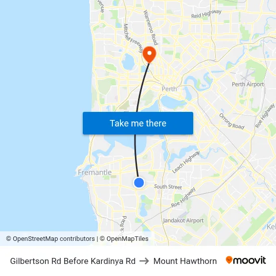 Gilbertson Rd Before Kardinya Rd to Mount Hawthorn map