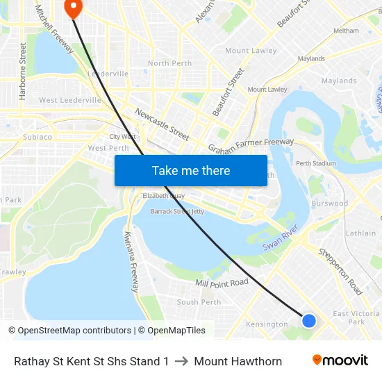 Rathay St Kent St Shs Stand 1 to Mount Hawthorn map