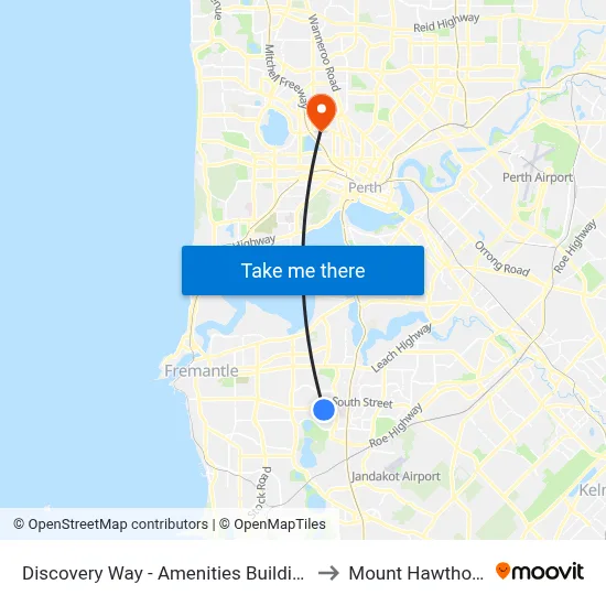 Discovery Way - Amenities Building to Mount Hawthorn map
