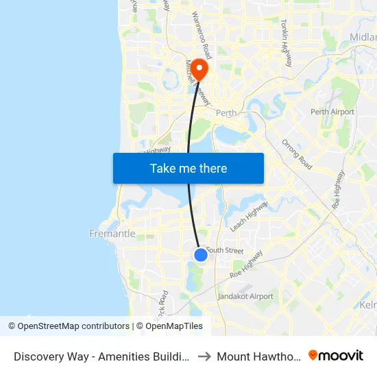 Discovery Way - Amenities Building to Mount Hawthorn map