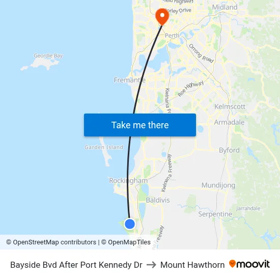 Bayside Bvd After Port Kennedy Dr to Mount Hawthorn map
