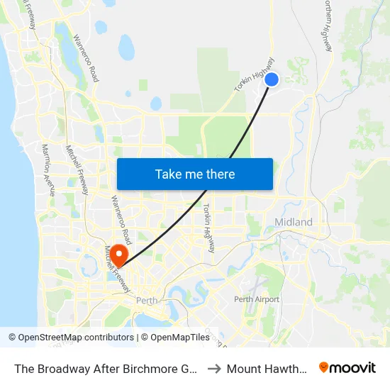 The Broadway   After Birchmore Gdns to Mount Hawthorn map