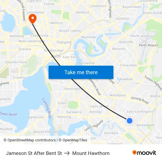 Jameson St After Bent St to Mount Hawthorn map