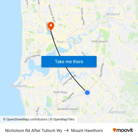 Nicholson Rd After Tulloch Wy to Mount Hawthorn map